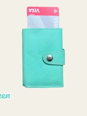 Leather Card Wallet - Mint Green